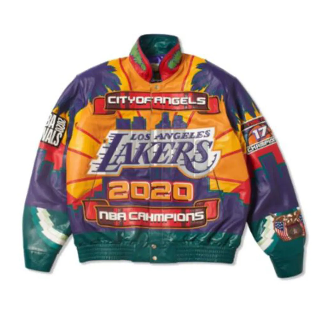X Lakers 2020 Bomber Jacket Purple Los Angeles Lakers NBA Champions 2020 City Of Angeles Basket Ball Leather Jacket