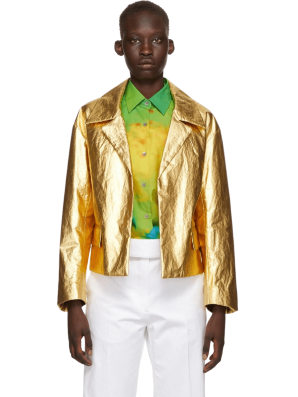 metallic leather jacket