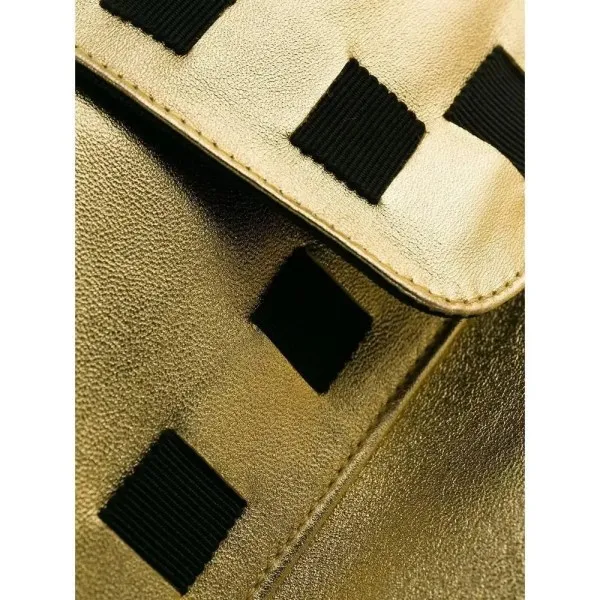 Opulent Women's Gold Leather Coat - Image 4