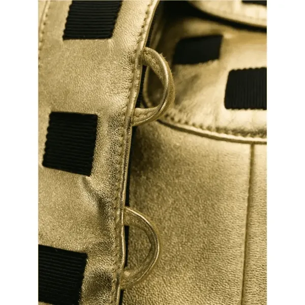 Opulent Women's Gold Leather Coat - Image 3