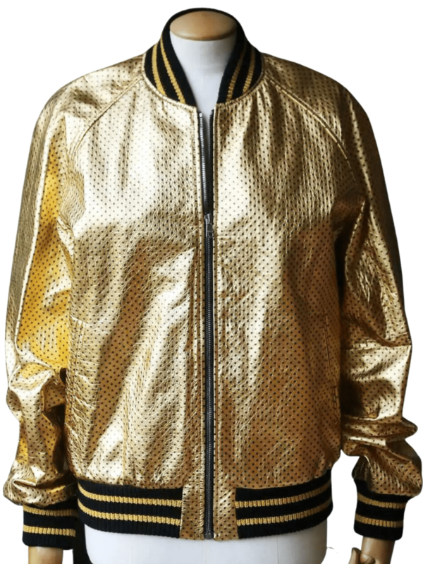 Gold Bomber Jacket - Gold Leather Jacket