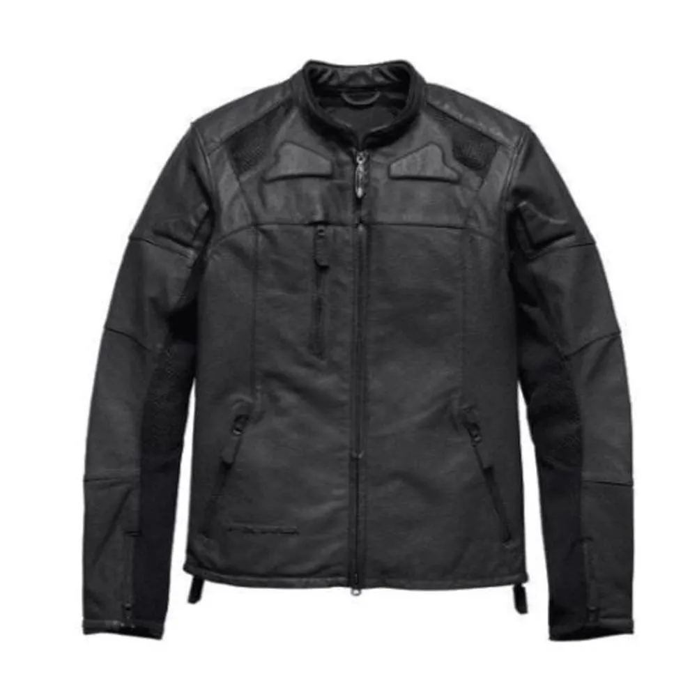 HARLEY DAVIDSON SLIM FIT MEN’S BLACK BIKER MOTORCYCLE GENUINE LEATHER JACKET