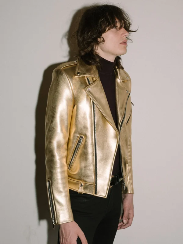 【関税・送料込み】GOLDEN  LEATHER JACKETS Gold Leather Jacket Men : Custom Jackets Co
