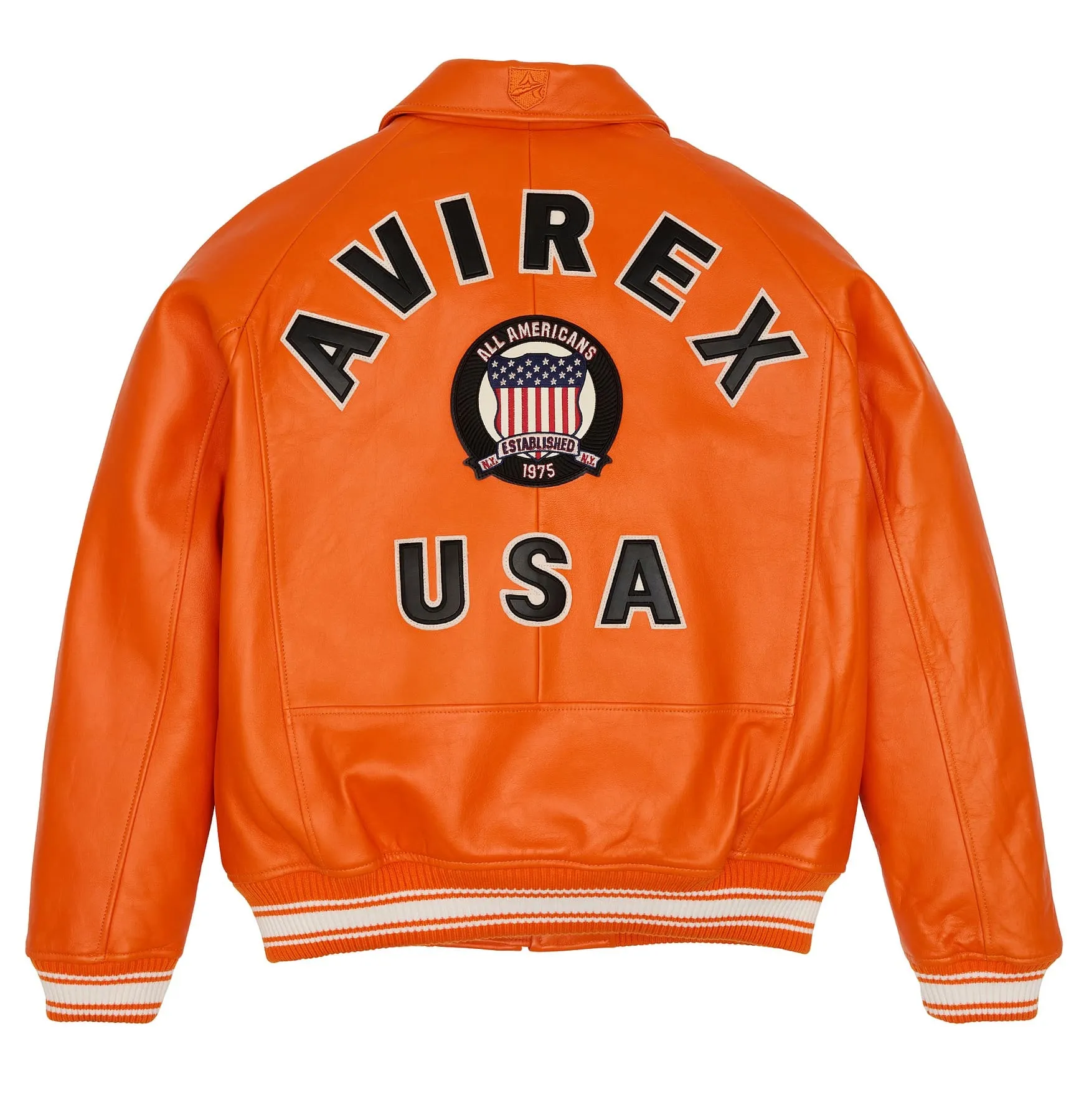 AVIREX LEATHER JACKET ORANGE - Image 2