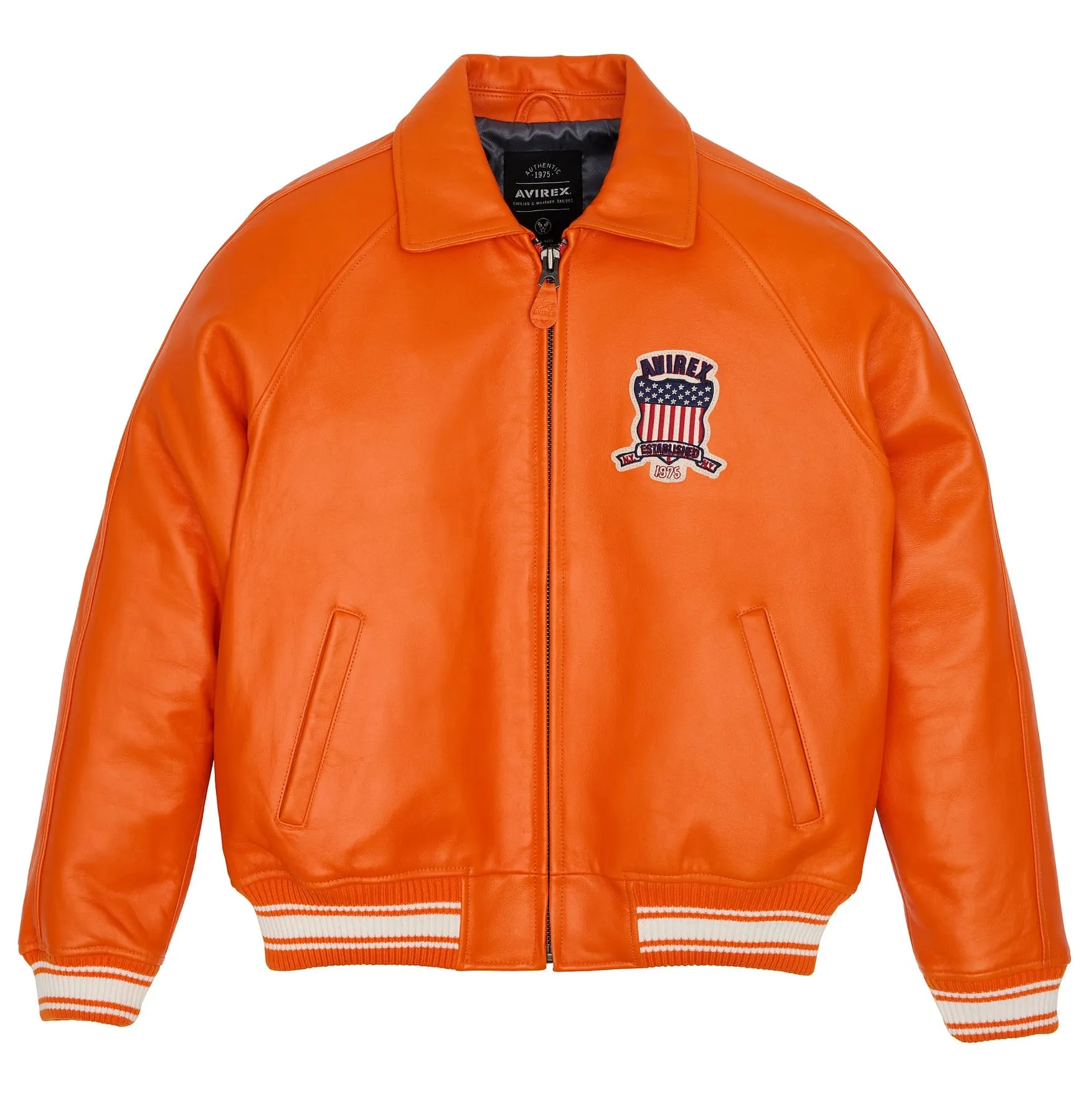 AVIREX LEATHER JACKET ORANGE