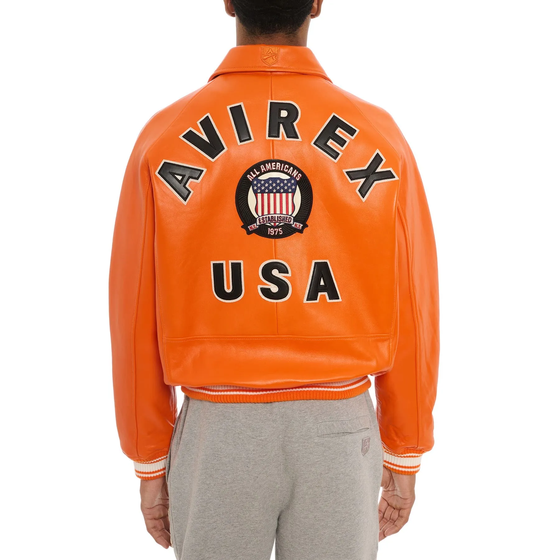 AVIREX LEATHER JACKET ORANGE - Image 4