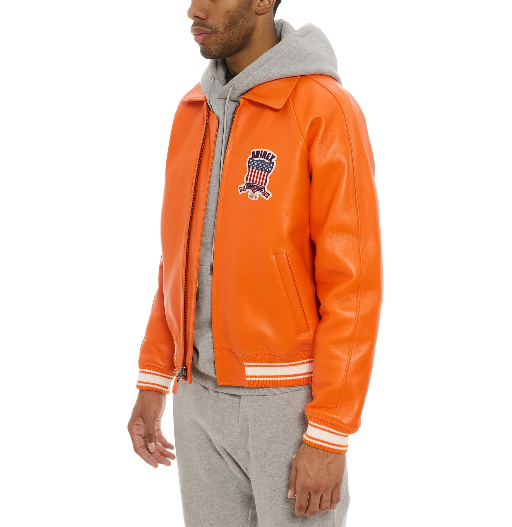AVIREX LEATHER JACKET ORANGE - Image 6