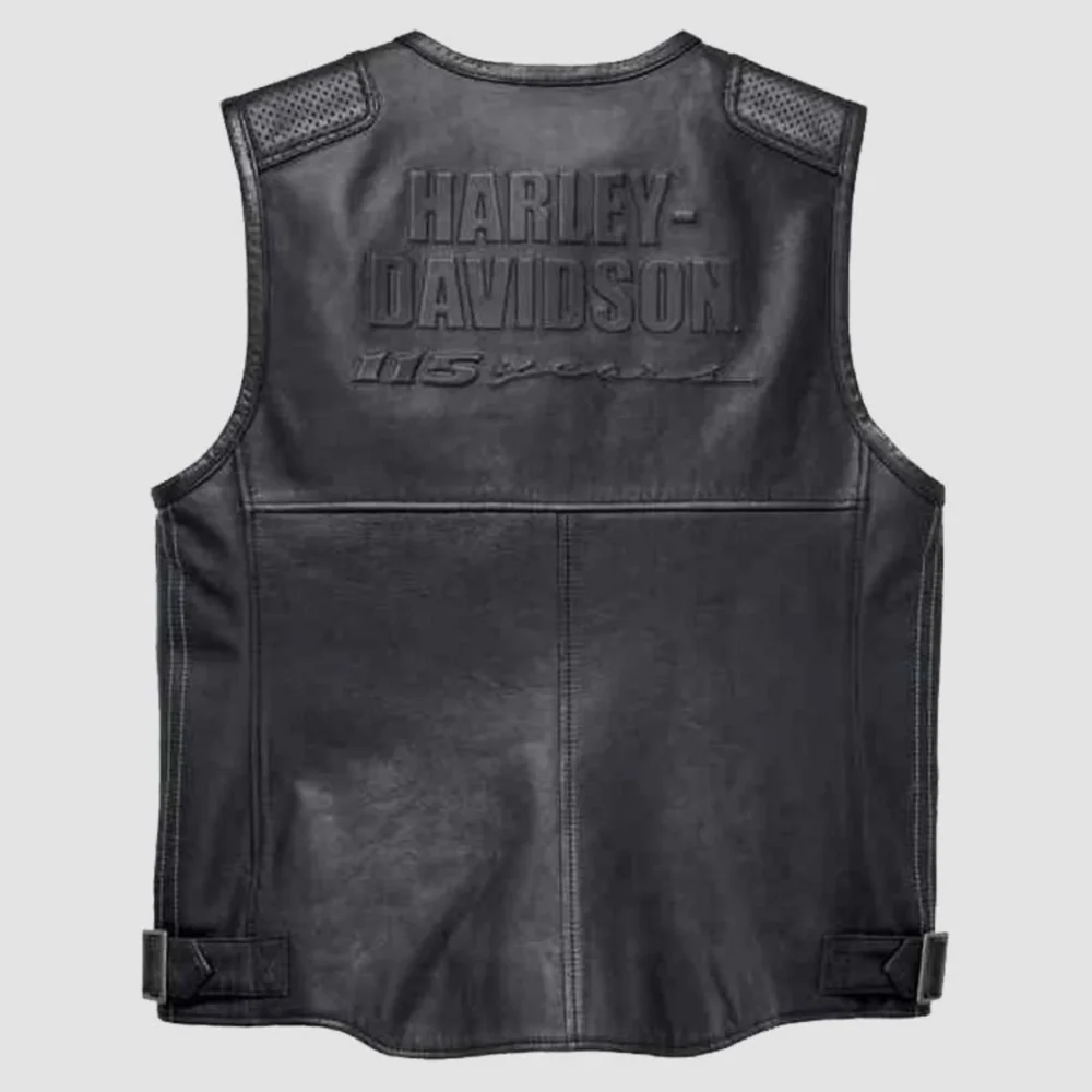 Genuine Leather Black Biker HD Vest