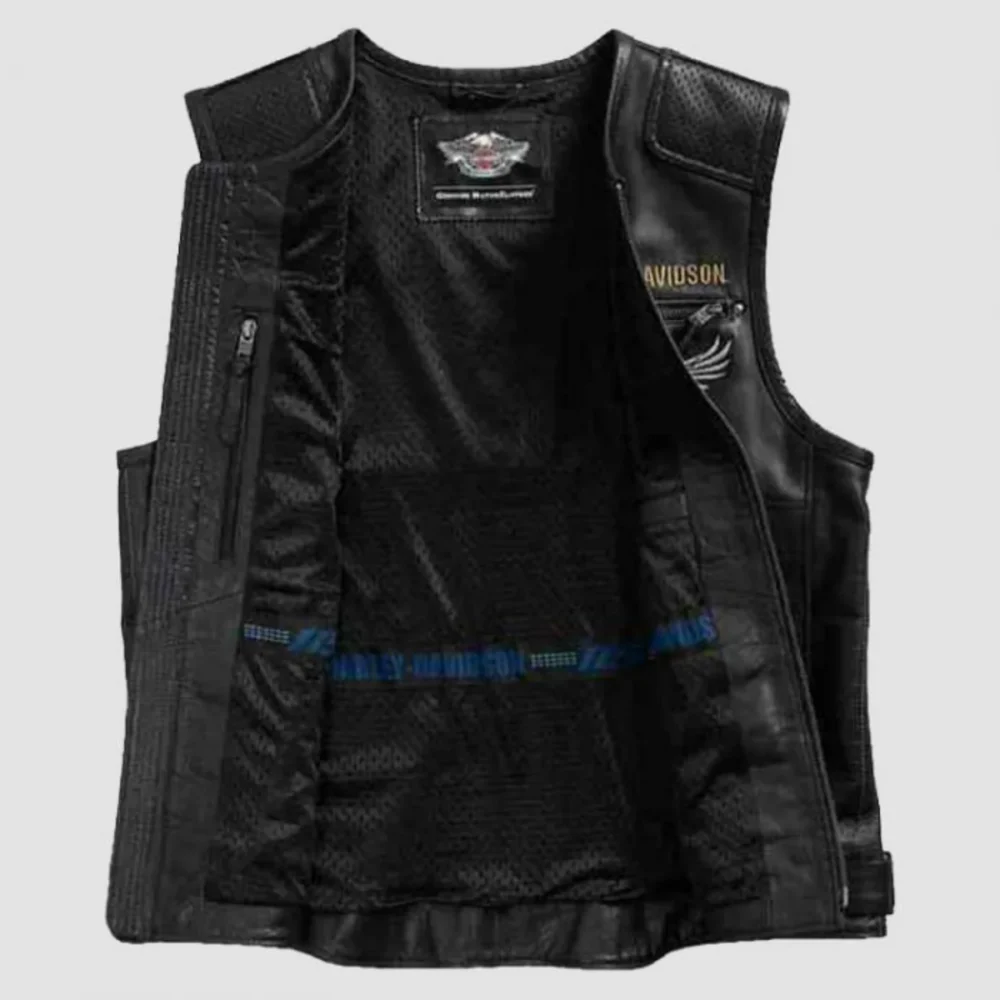 Genuine Leather Black Biker HD Vest