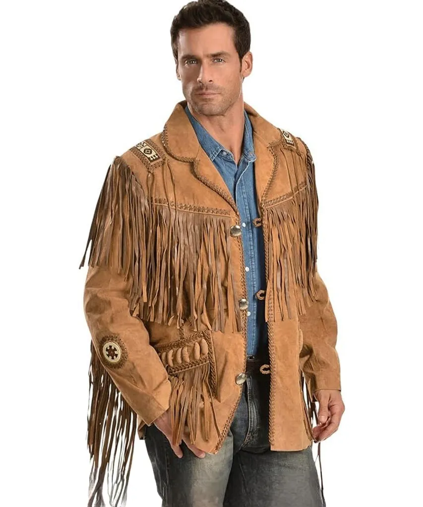 Mister Handsome Western Leather Jacket with Fringe