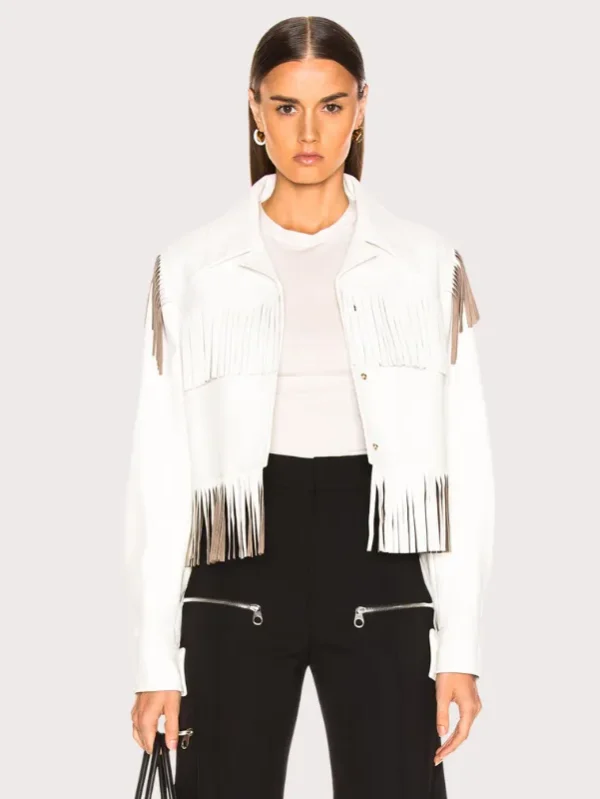 White Fringed Leather Coat