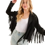 Studded Fringe Open Western Jacket