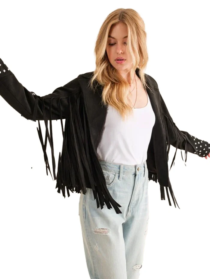 Studded Fringe Open Western Jacket - Image 3