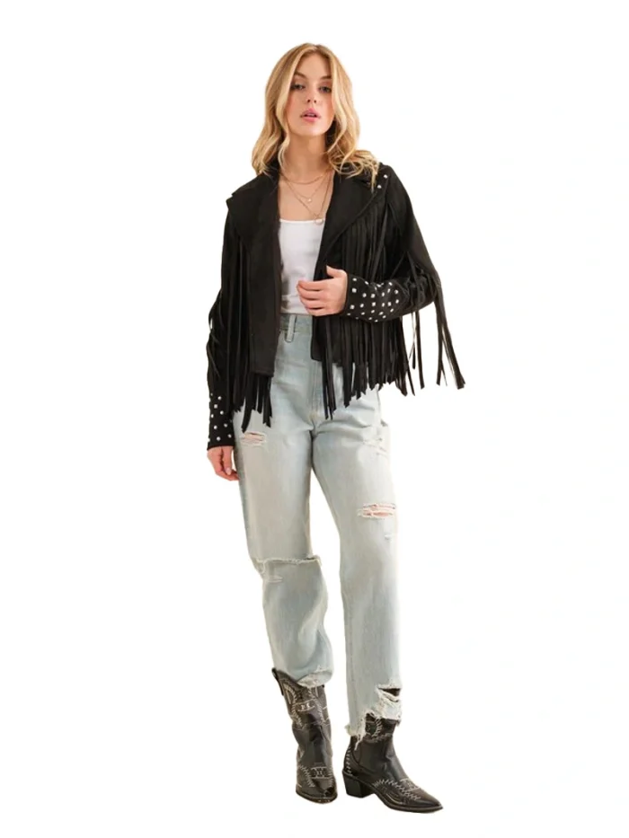 Studded Fringe Open Western Jacket - Image 2