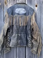 90s Vintage Fringe Leather Jacket for Men - Image 6