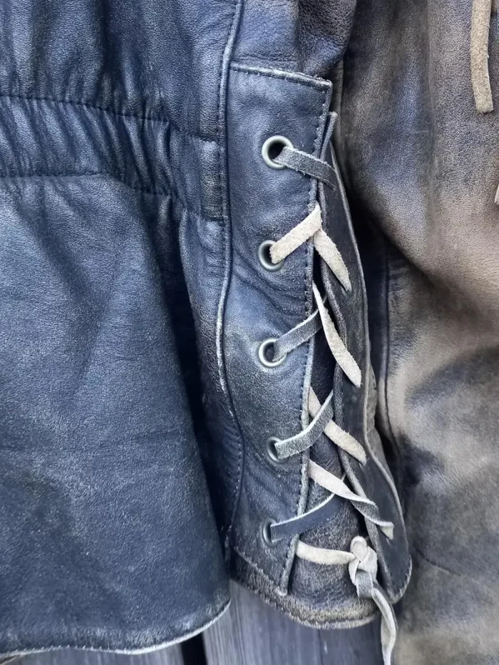 90s Vintage Fringe Leather Jacket for Men - Image 3