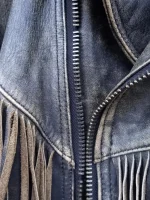 90s Vintage Fringe Leather Jacket for Men - Image 7