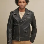 Asymmetrical Mens Black Leather Jacket