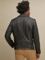 Asymmetrical Mens Black Leather Jacket back