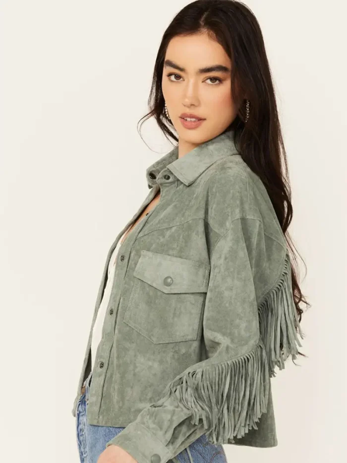 Women's Genuine Suede Leather Fringe Jacket - Image 4