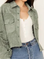 Women's Genuine Suede Leather Fringe Jacket - Image 3