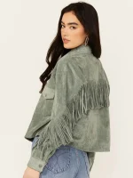 Women's Genuine Suede Leather Fringe Jacket - Image 2