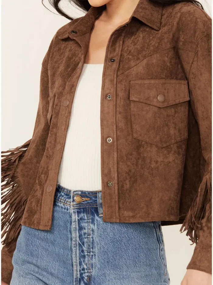 Women's Genuine Suede Fringe Jacket - Image 3