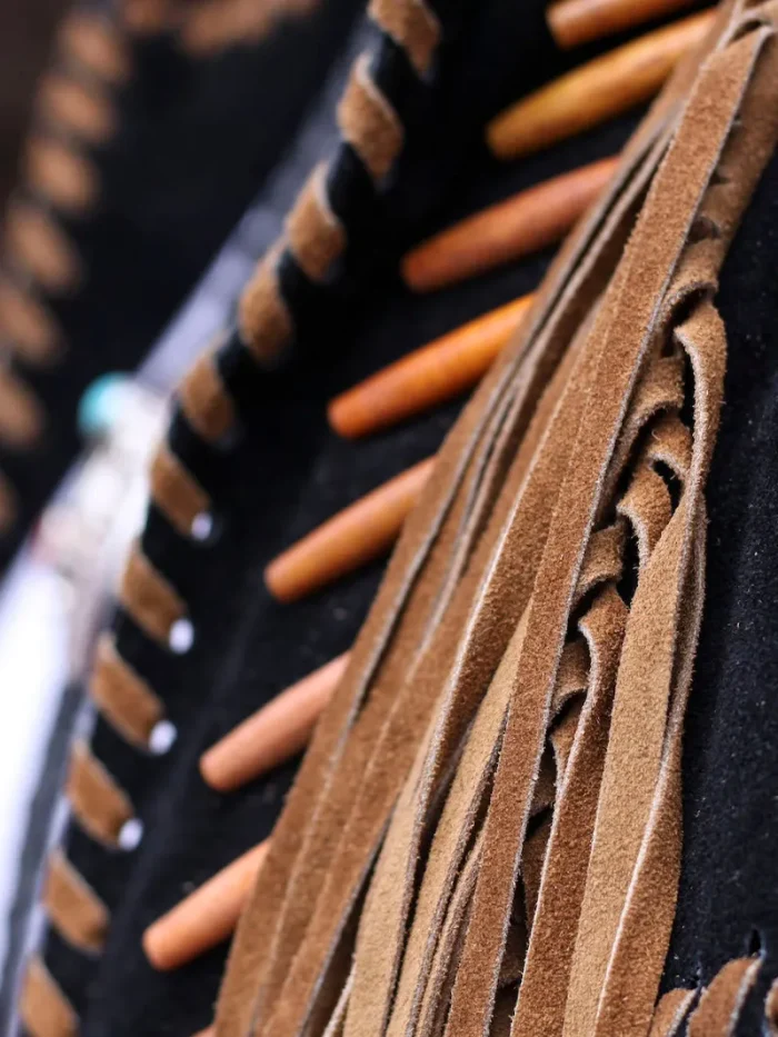 Beaded Leather Fringe Womens Jacket - Image 3