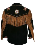 Beaded Leather Fringe Womens Jacket - Image 4