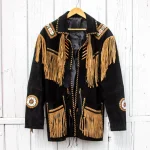 Beaded Leather Fringe Womens Jacket - linuxleather