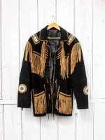 Beaded Leather Fringe Womens Jacket - linuxleather