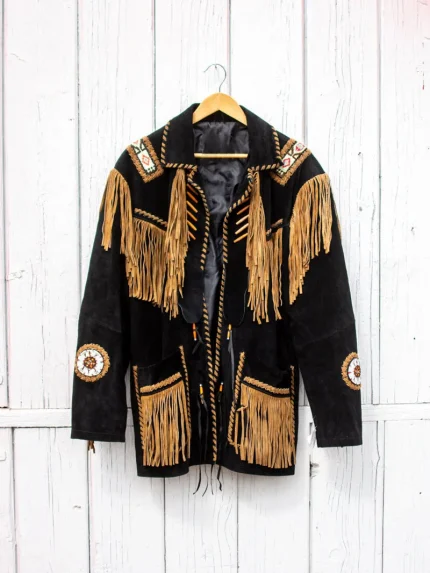 Beaded Leather Fringe Womens Jacket - linuxleather