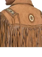 Classic Men's Western Style Cow Suede Leather Jacket with Fringe - Image 6