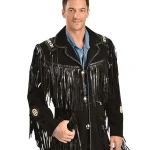 Blackstar Benz Western Cowboy Leather Jacket with Fringe