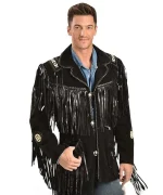 Blackstar Benz Western Cowboy Leather Jacket with Fringe