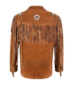 Brown Fringed Leather Jacket back side
