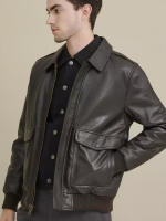Chris Leather Bomber Jacket - Image 2