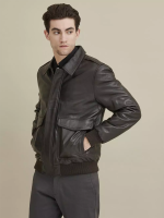 Chris Leather Bomber Jacket - Image 4