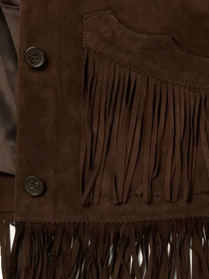 Dark Brown Fringe Womens Leather Jacket fringe