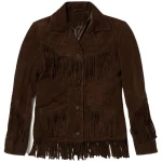 Dark Brown Fringe Womens Leather Jacket