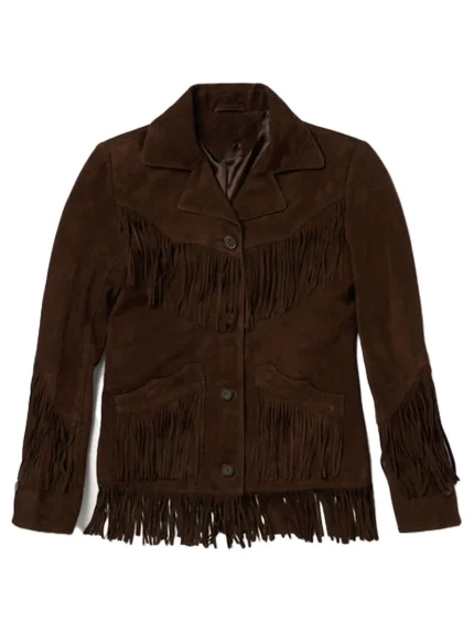 Dark Brown Fringe Womens Leather Jacket