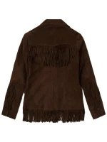 Dark Brown Fringe Womens Leather Jacket back side