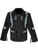 Men Cowboy Western Leather Jacket With Fringe - Image 5