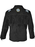 Men Cowboy Western Leather Jacket With Fringe - Image 6