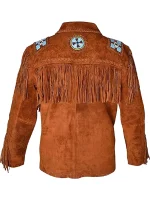 Cowboy Western Leather Jacket With Fringe - Image 10