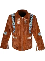Cowboy Western Leather Jacket With Fringe - Image 9