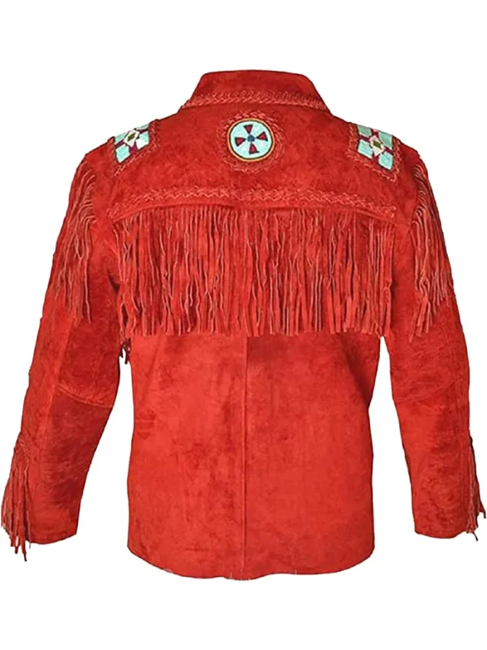 Cowboy Western Leather Jacket With Fringe - Image 8