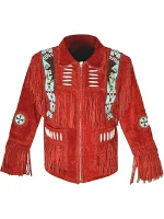 Cowboy Western Leather Jacket With Fringe - Image 7