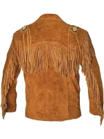 Men Cowboy Western Leather Jacket With Fringe - Image 4