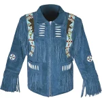 Men Cowboy Western Leather Jacket With Fringe